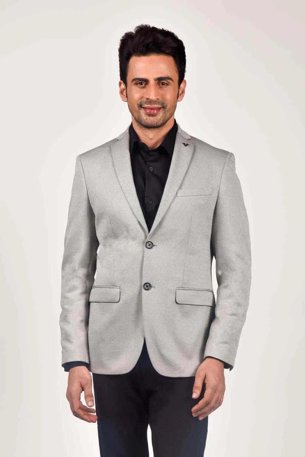 Grey Knitted Blazer for Casual Parties