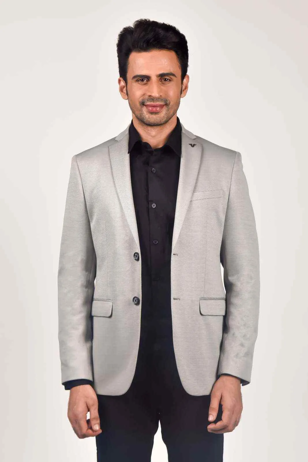 Grey Knitted Blazer for Casual Parties