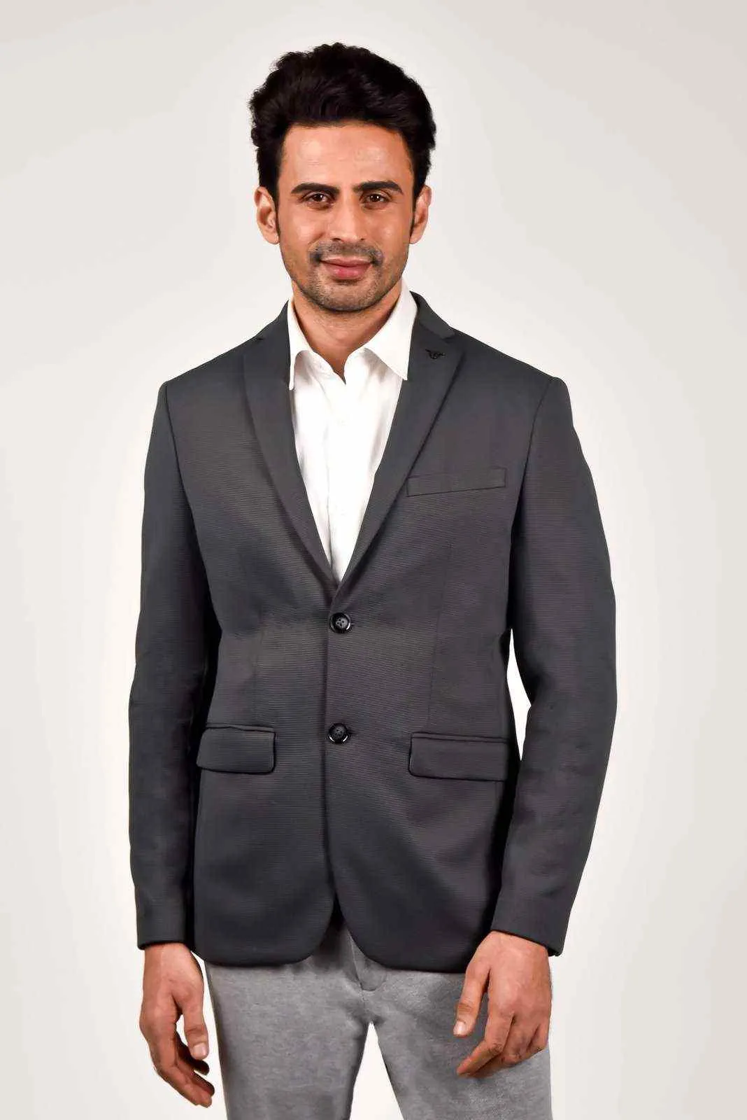 Grey Knitted Blazer for Office Party