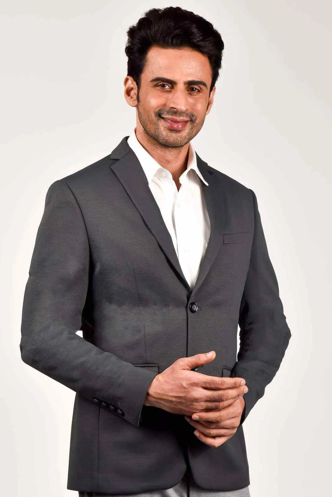 Grey Knitted Blazer for Office Party