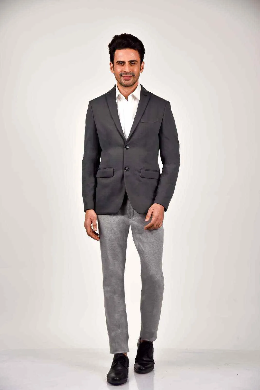 Grey Knitted Blazer for Office Party