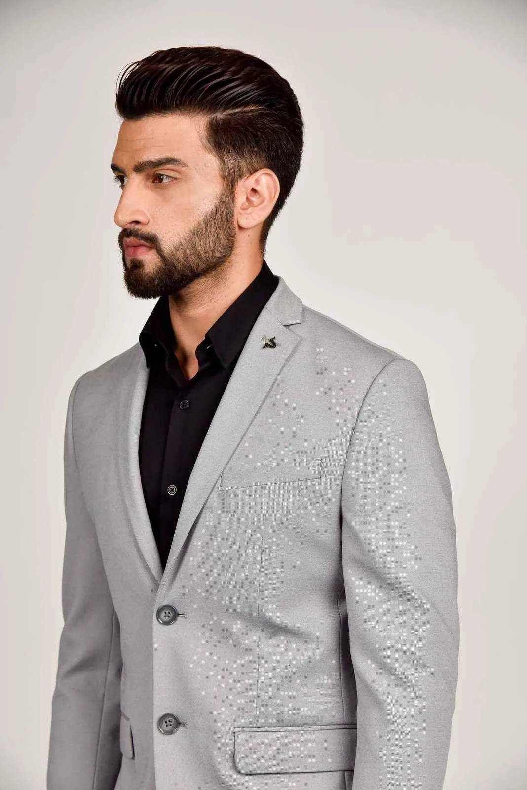 Grey Knitted Dobby Blazer