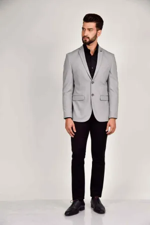 Grey Knitted Dobby Blazer