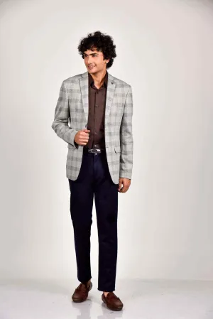 Grey Knitted Woven Blazer