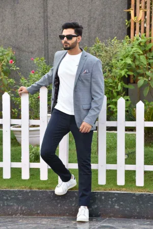 Grey Stretch Knitted Blazer