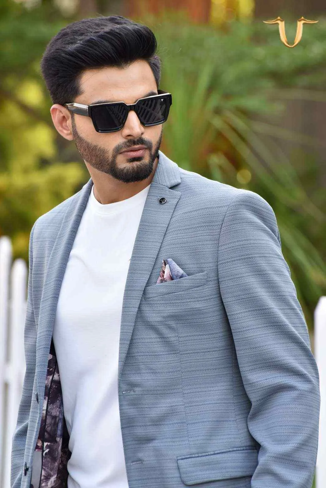 Grey Stretch Knitted Blazer