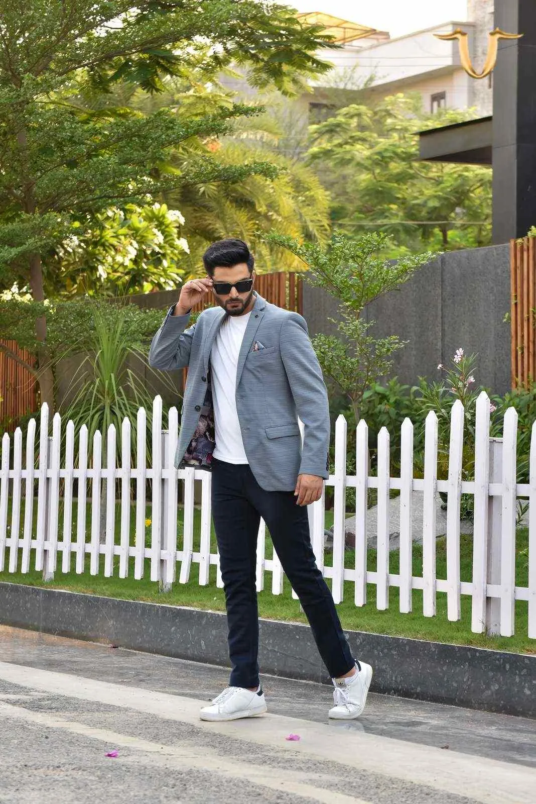 Grey Stretch Knitted Blazer