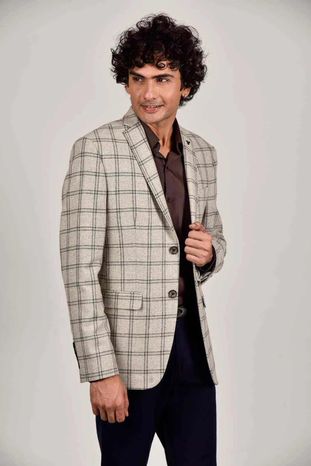 Grey Tweed Woven Blazer