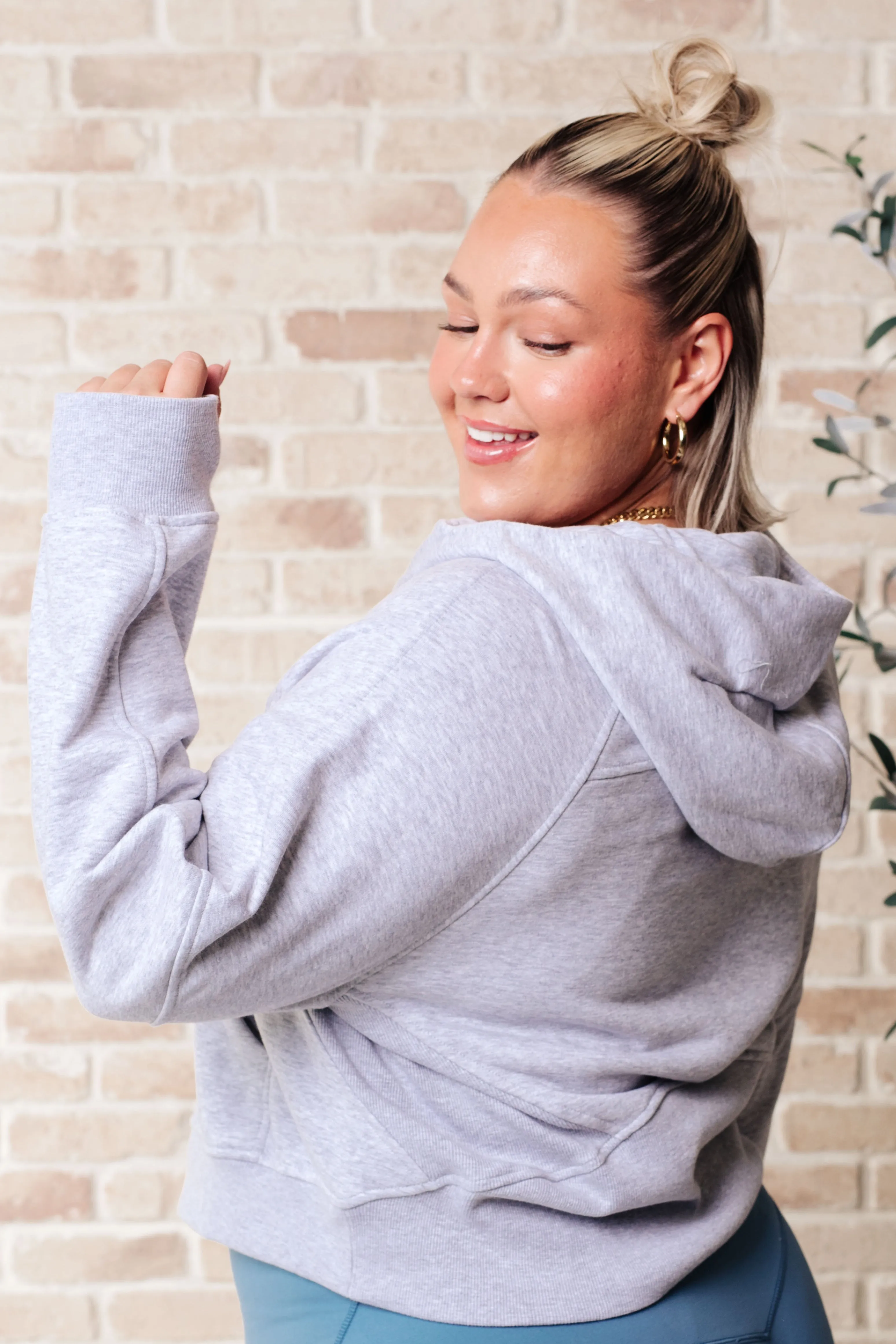 Hazel Blues® |  Working Up A Sweat Hooded Pullover in Grey