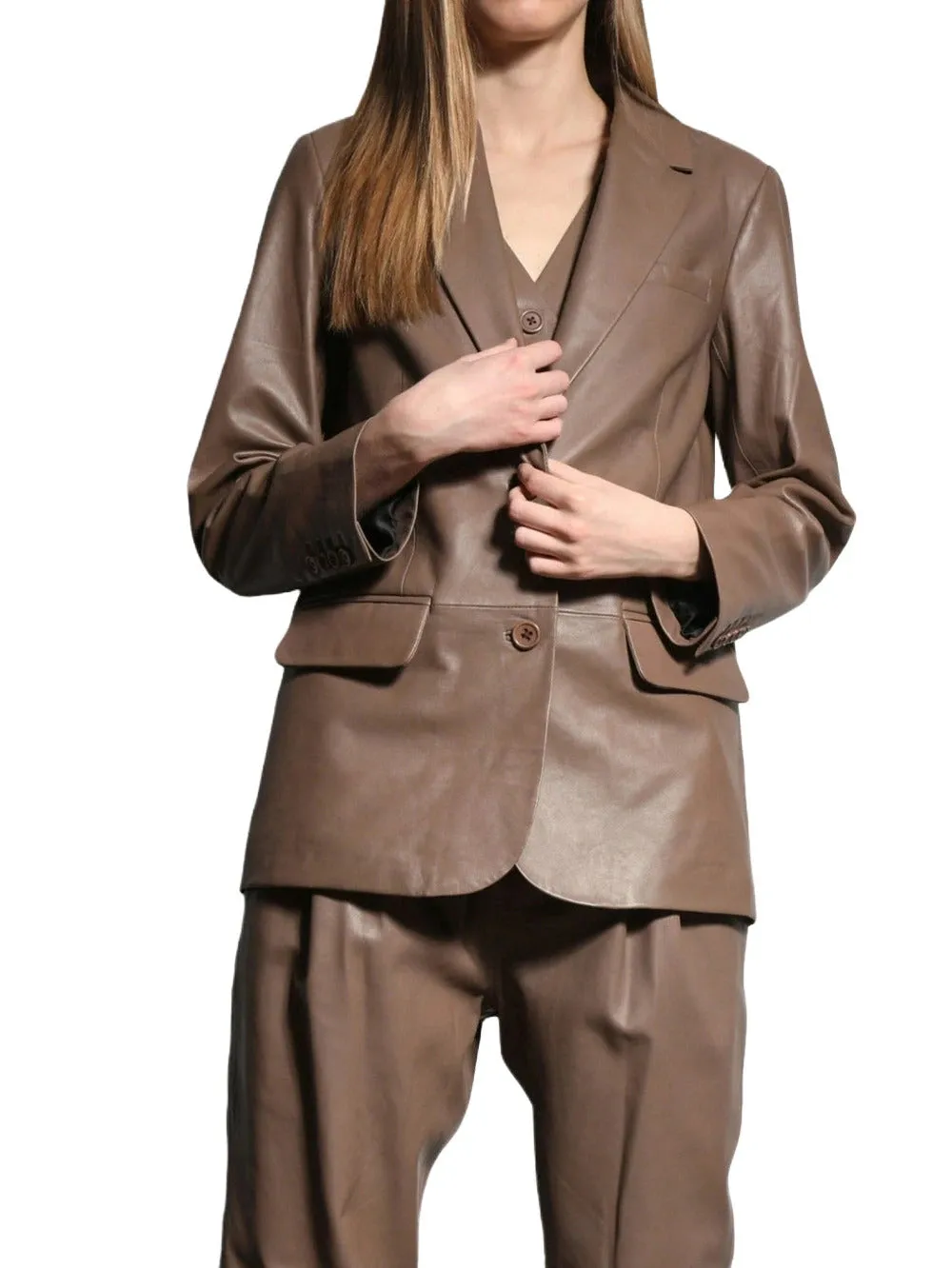 Heritage Glow Leather Blazer for Women