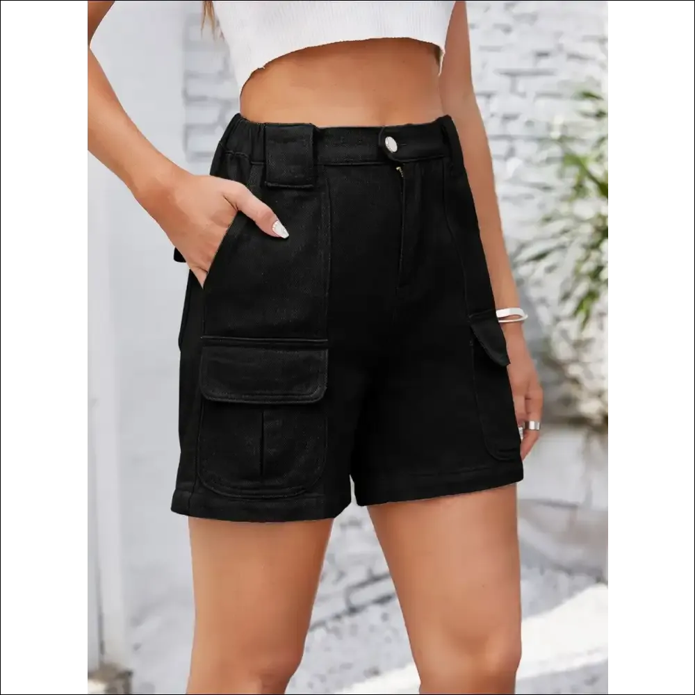 High Waist Washed Denim Shorts