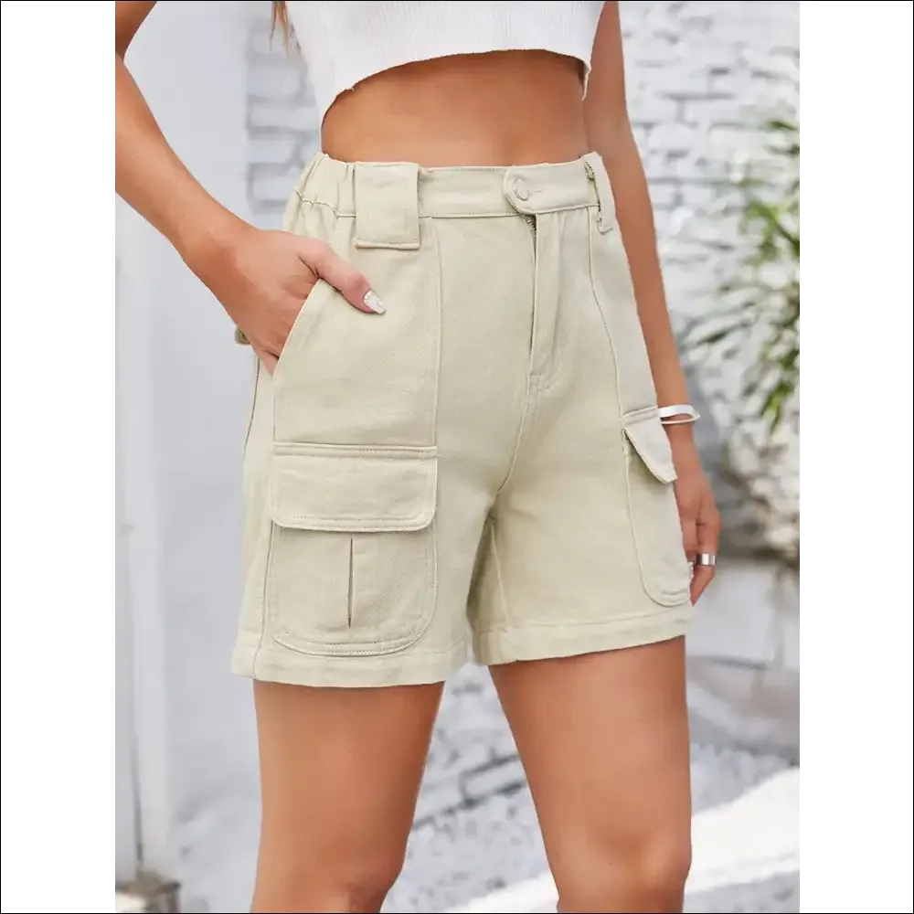 High Waist Washed Denim Shorts