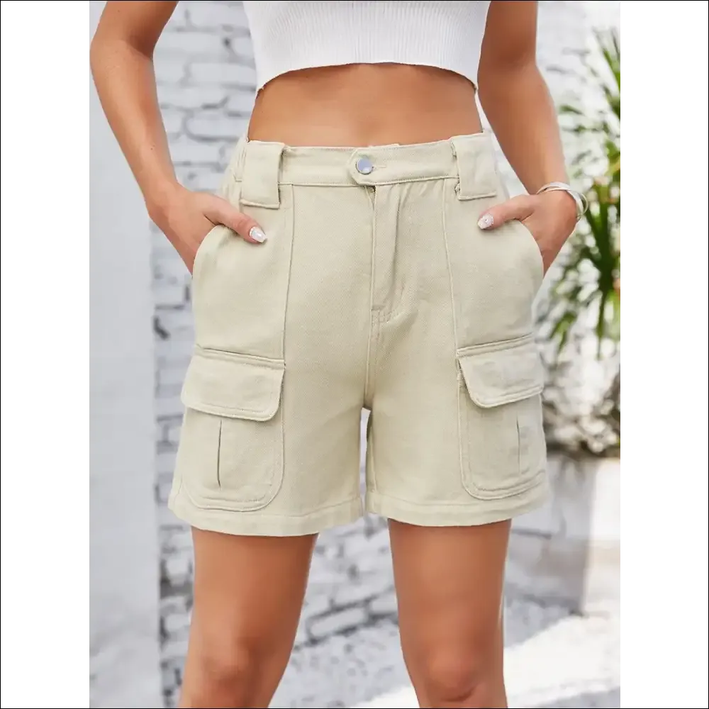 High Waist Washed Denim Shorts