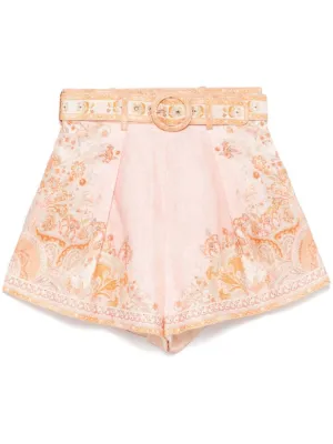 High-Waisted Floral Patterned Shorts