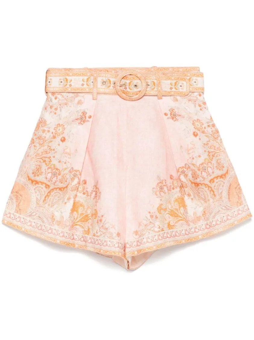 High-Waisted Floral Patterned Shorts