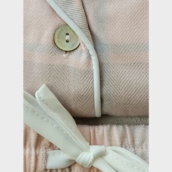 homebodii Ardelia Flannel Cozy Long Sleeve/Shorts Pajama Set Blush Check NWT