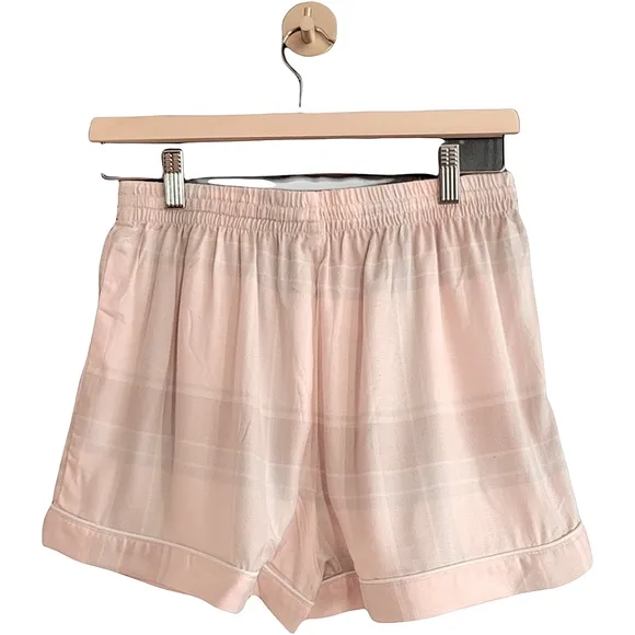 homebodii Ardelia Flannel Cozy Long Sleeve/Shorts Pajama Set Blush Check NWT