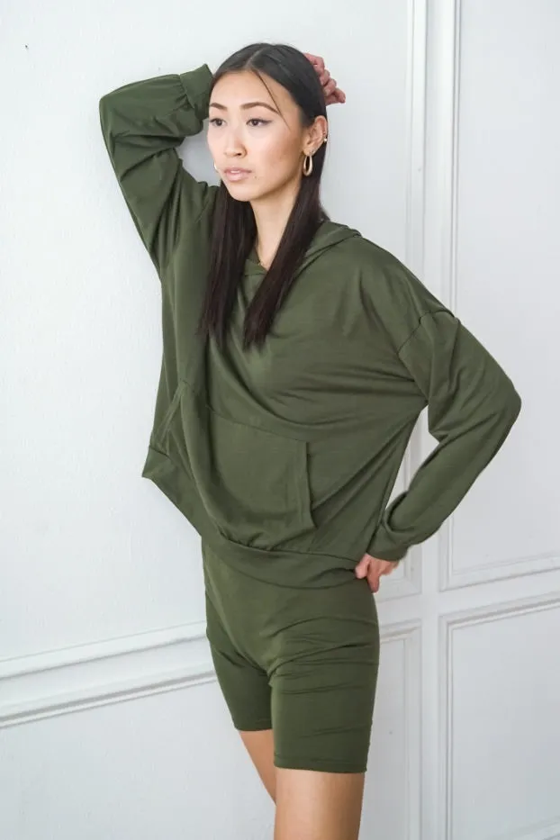 Hoodie and Biker Shorts Set