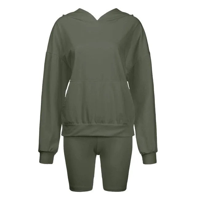 Hoodie and Biker Shorts Set