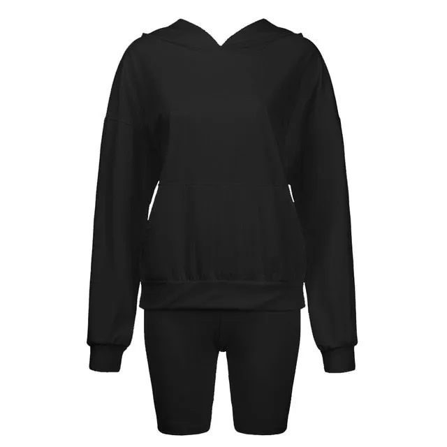 Hoodie and Biker Shorts Set