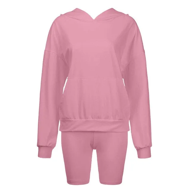 Hoodie and Biker Shorts Set