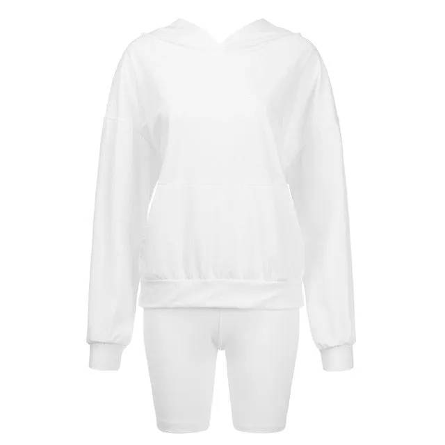Hoodie and Biker Shorts Set