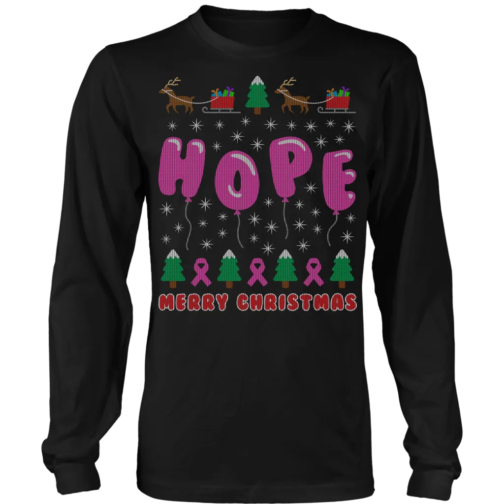 Hope Balloons Pink Ribbon Ugly Christmas Shirts and Sweaters