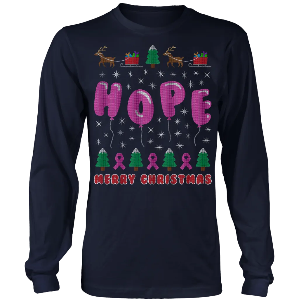 Hope Balloons Pink Ribbon Ugly Christmas Shirts and Sweaters