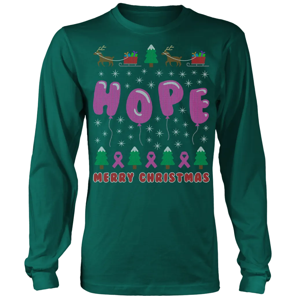 Hope Balloons Pink Ribbon Ugly Christmas Shirts and Sweaters