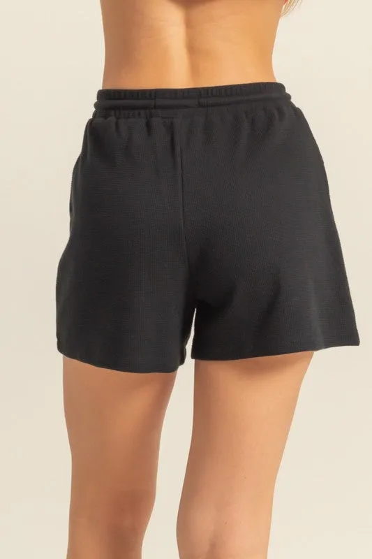 HYFVE Drawstring Waffle Knit Front Pocket Shorts