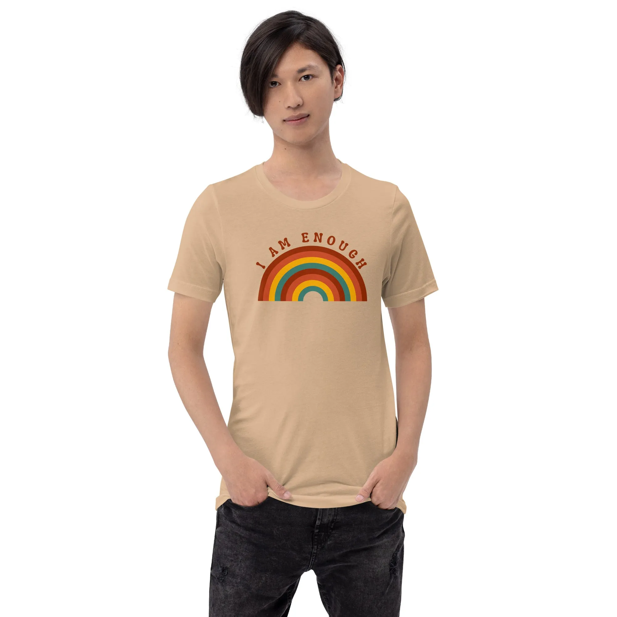 I AM ENOUGH RAINBOW Inspirational Positive Affirmation T-Shirt for Men