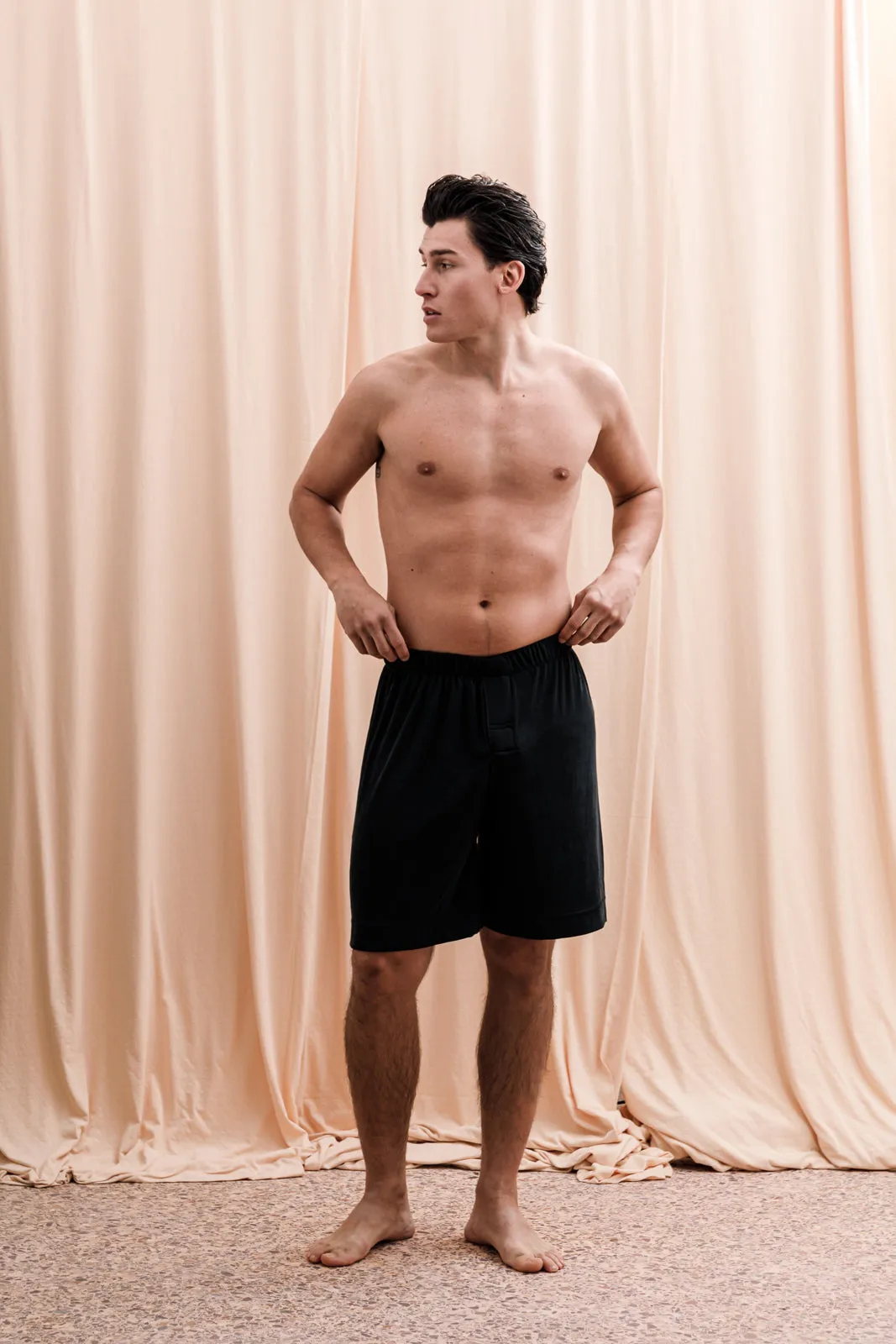 Iberis Ribbed Boxer Shorts Black