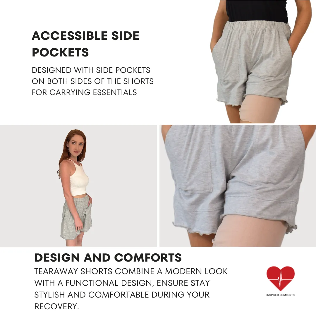 Inspired Comforts Post Surgery Women Tear Away Shorts with Side Snaps
