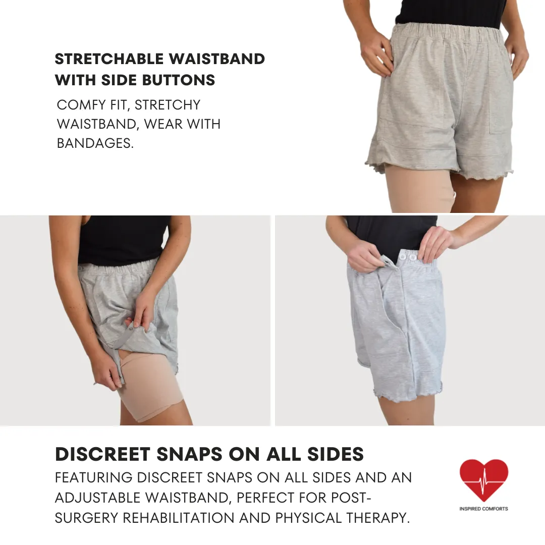 Inspired Comforts Post Surgery Women Tear Away Shorts with Side Snaps