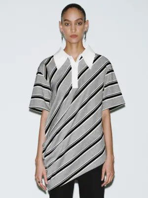 Irregular Hem Striped T-Shirts