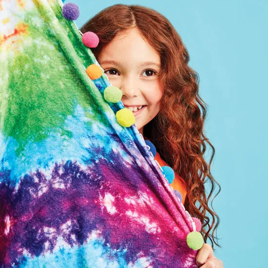 Iscream Rainbow Tie Dye Plush Round Blanket