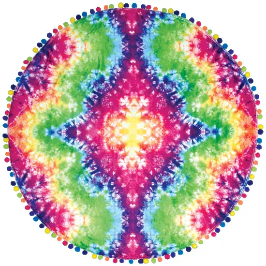 Iscream Rainbow Tie Dye Plush Round Blanket