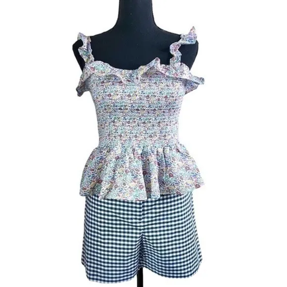 J.McLaughlin Women’s Cosmo White and Royal Blue Gingham Shorts Size 10 NWT