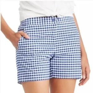 J.McLaughlin Women’s Cosmo White and Royal Blue Gingham Shorts Size 10 NWT