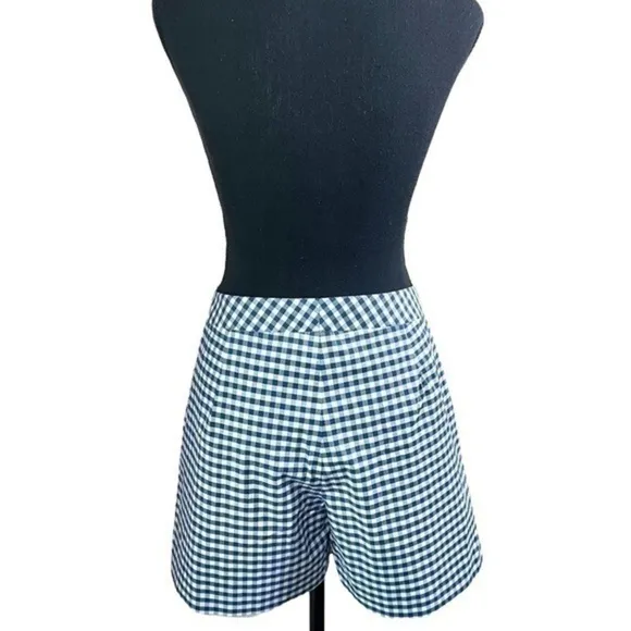 J.McLaughlin Women’s Cosmo White and Royal Blue Gingham Shorts Size 10 NWT