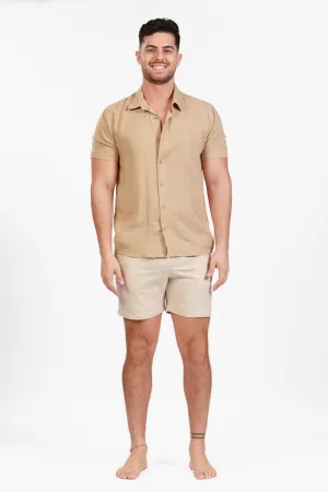 KAHKI LINEN SHORTS