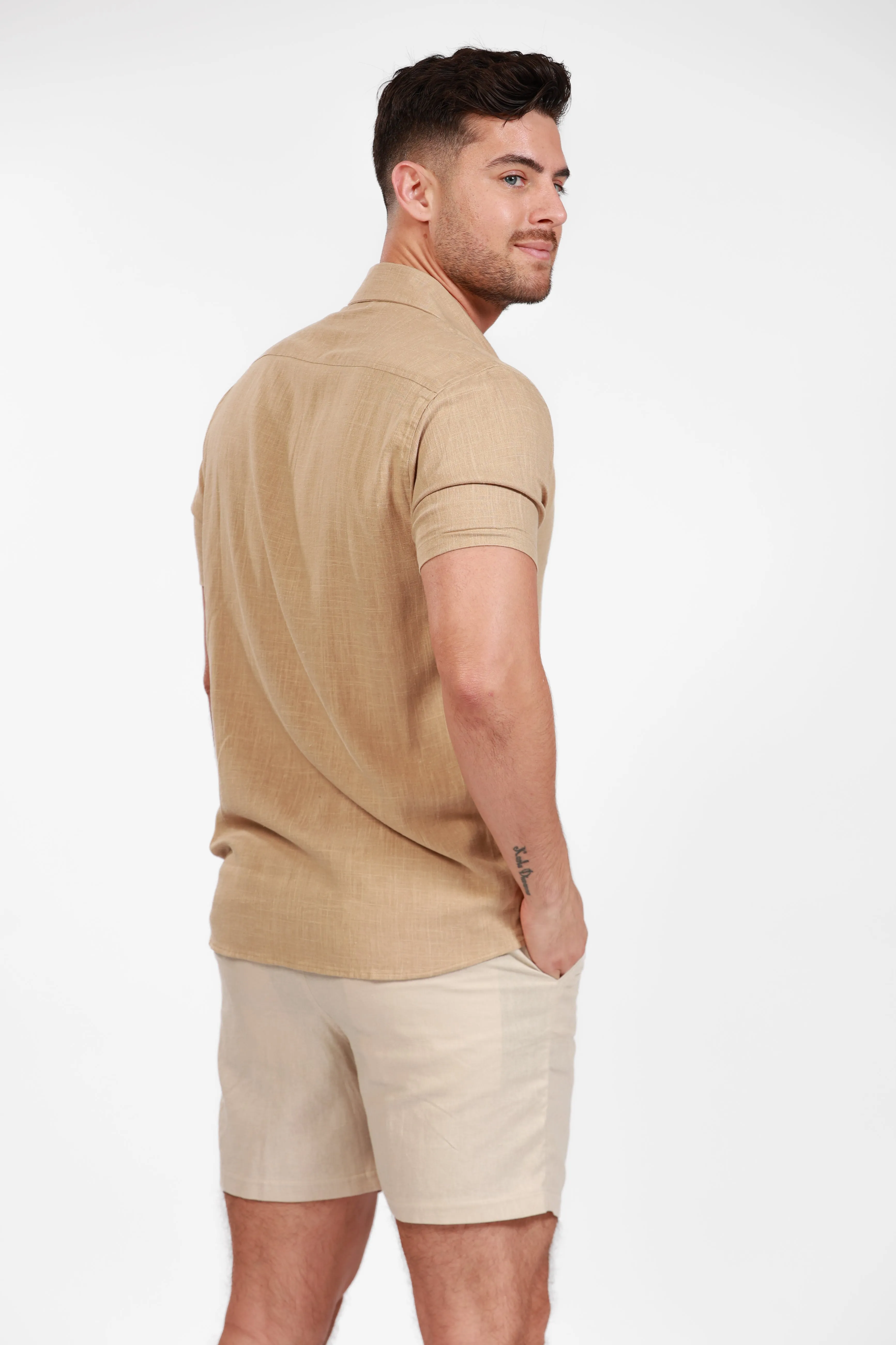 KAHKI LINEN SHORTS