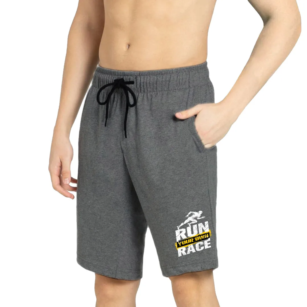 Kart Black Men's Knee Length Loopknitt Fabirc Cotton Shorts (Pack Of 2) | ANDRA-RUN_GRY-M_NVY-86