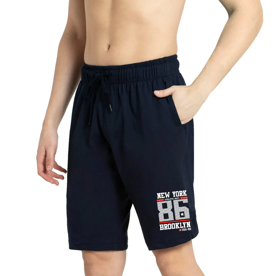 Kart Black Men's Knee Length Loopknitt Fabirc Cotton Shorts (Pack Of 2) | ANDRA-RUN_GRY-M_NVY-86