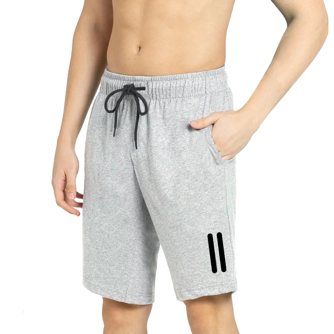 Kart Black Men's Knee Length Loopknitt Fabirc Cotton Shorts (Pack Of 2) | GRY_BLK_DBL