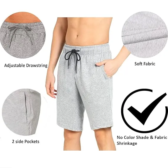 Kart Black Men's Knee Length Loopknitt Fabirc Cotton Shorts (Pack Of 3) | NVY-23_GRY-FTBALL_BLK-87