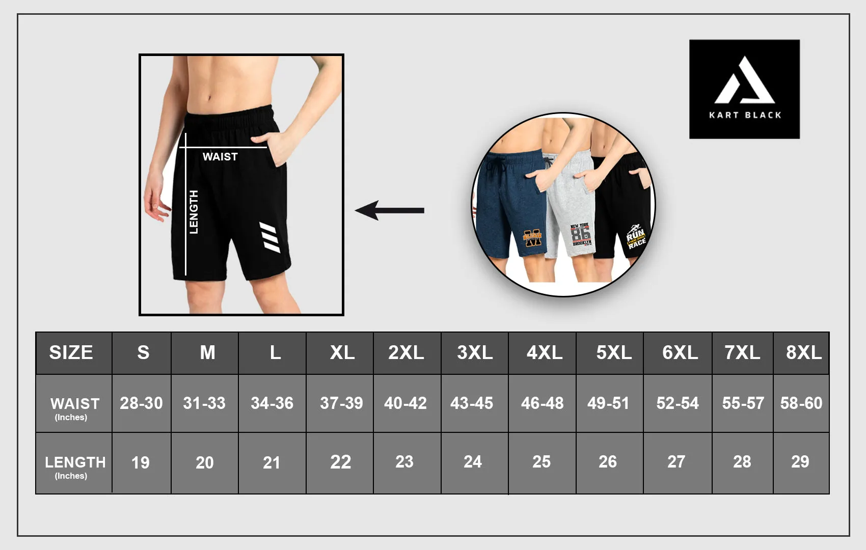Kart Black Men's Knee Length Loopknitt Fabirc Cotton Shorts (Pack Of 3) | NVY-23_GRY-FTBALL_BLK-87