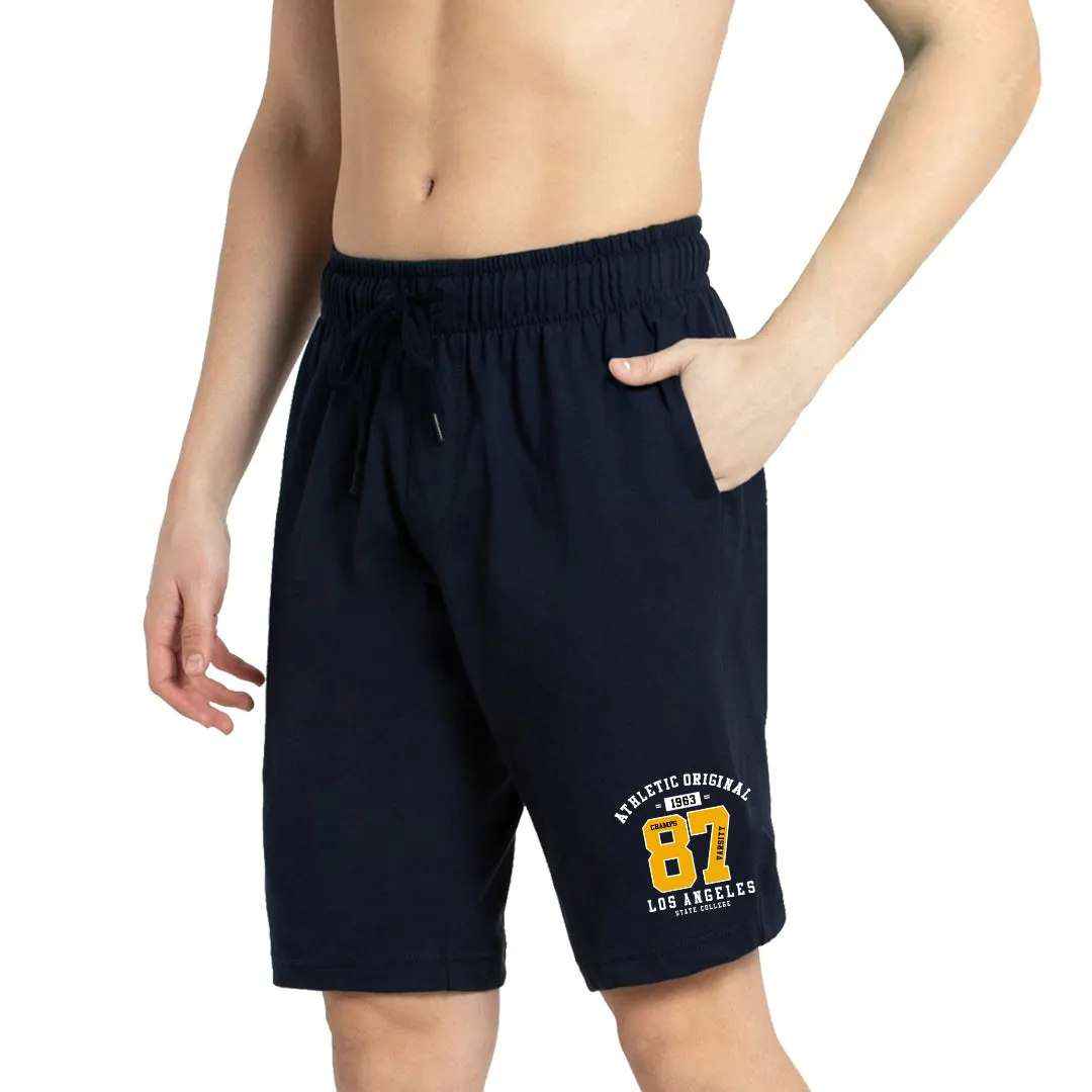 Kart Black Men's Knee Length Loopknitt Fabirc Cotton Shorts (Pack Of 3) | NVY-23_GRY-FTBALL_BLK-87