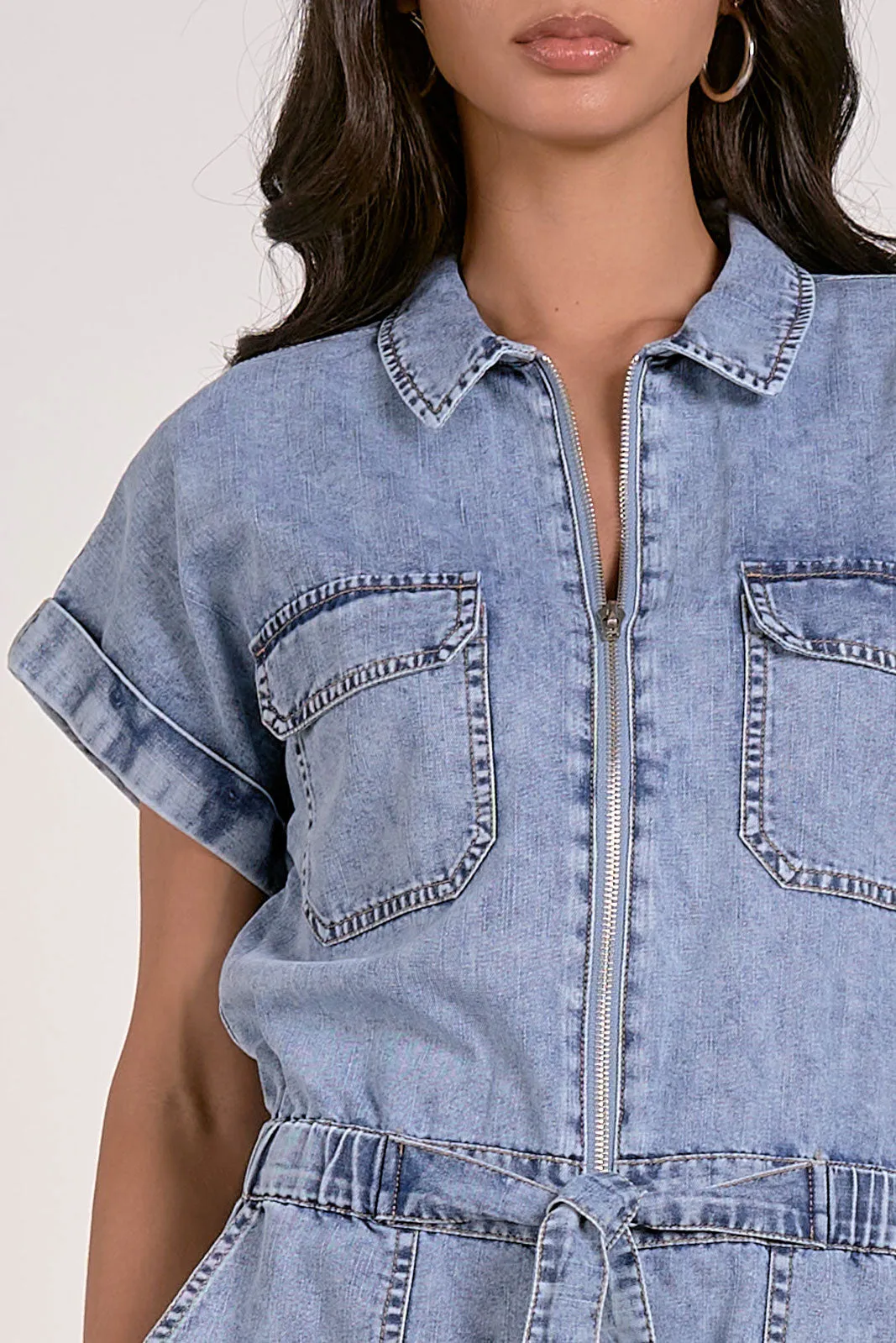 Kelsey Short Denim Romper