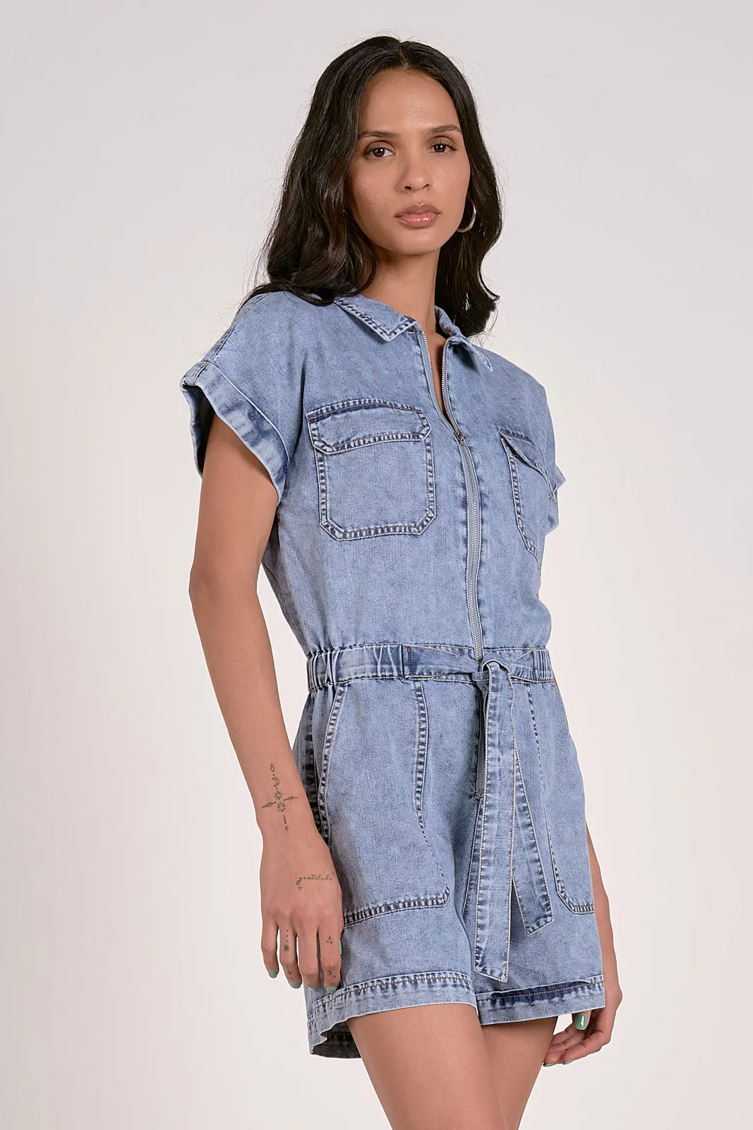 Kelsey Short Denim Romper